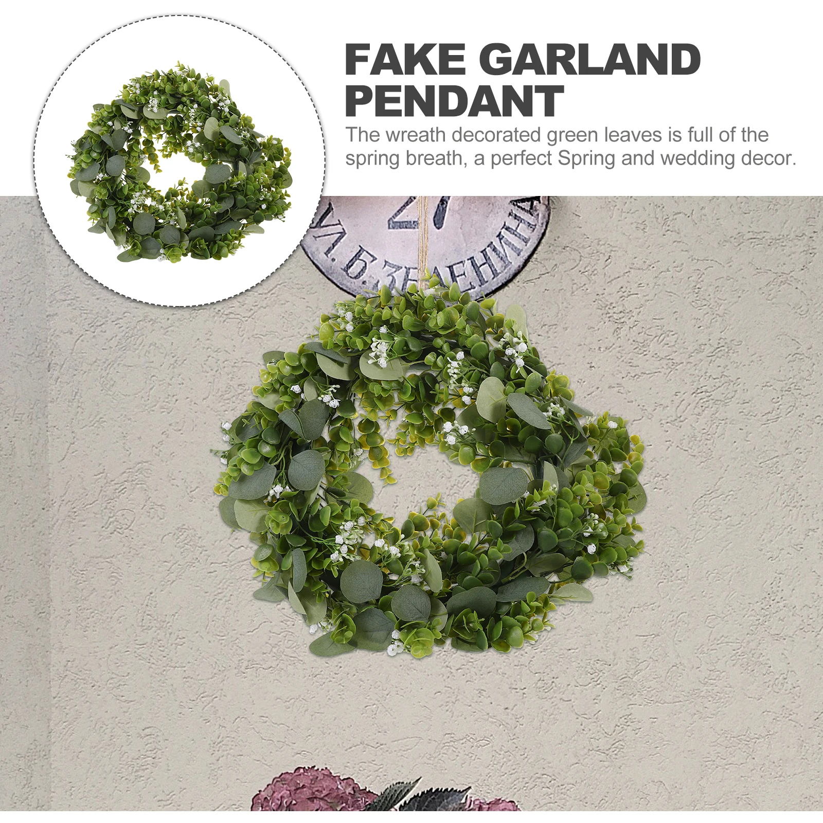 

Artificial Wreath Eucalyptus Front Door Decor Green Plastic Leaf Spring Wedding Home Banquet Holiday Indoor Outdoor