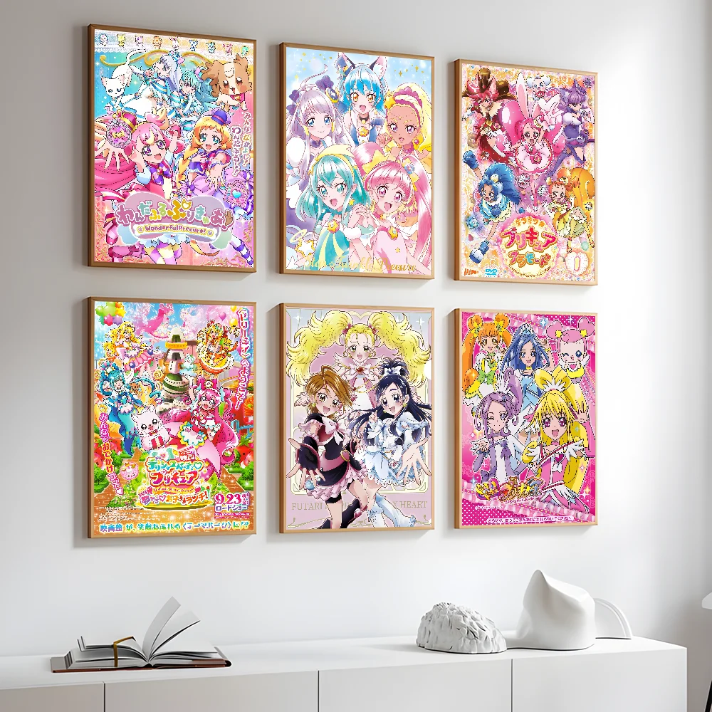 Smile P-Precure لطيف أنيمي المشارك لزجة جدار الفن الطباعة مقاوم للماء غرفة المعيشة المنزلي غرفة نوم بار المدخل ديكور جمالي