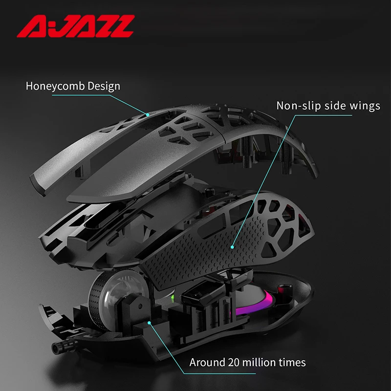 Ajazz AJ339 RGB USB Gamer Mouse 12400DPI 6 Buttons PMW3327 Sensor Wired Computer Mouse Optical Mouse for PC Laptop Notebook