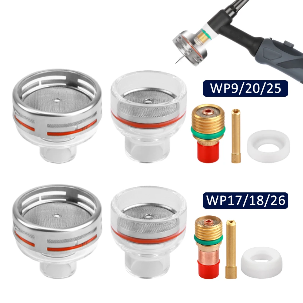 Argon Arc Transparent Anti-collision Porcelain Nozzle Filter Screen Mesh Kit WP9/17/18/20/25/26 TIG Welding Torch Accessories