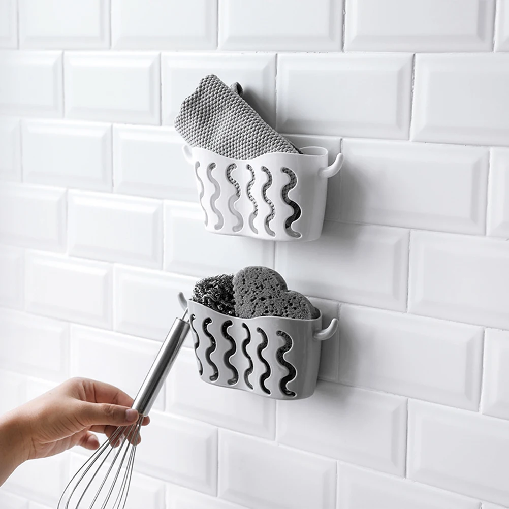 

4Pcs Premium Hanging Kitchen Sink Basket Strong Cup Storage Rack For Bathroom Cleaning Tools White Grey