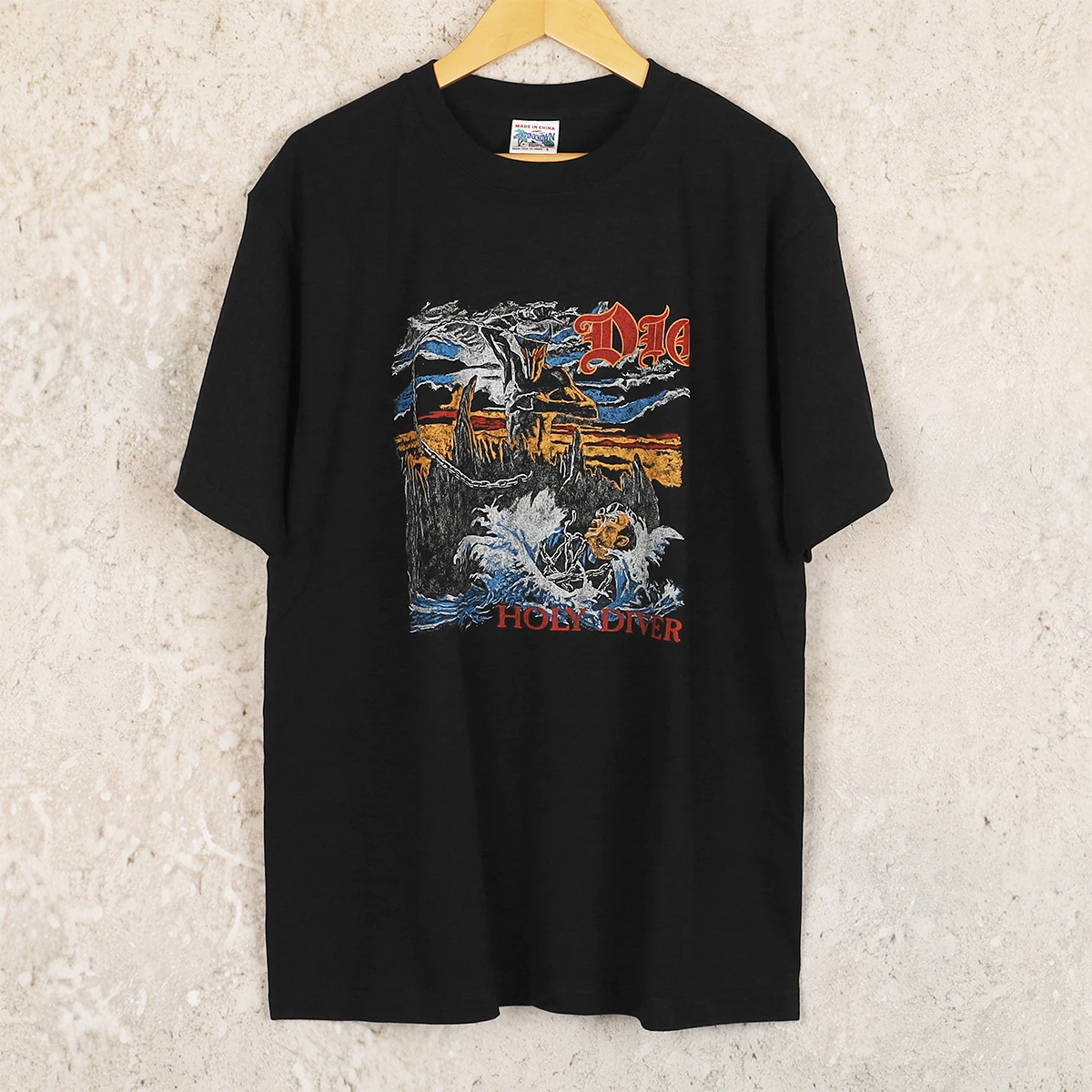 Dio T-Shirt Holy Diver Heavy Metal Rock Band Screen Print Music Cotton VTG Retro Design Graphic Short Sleeve Men's Top Shirts