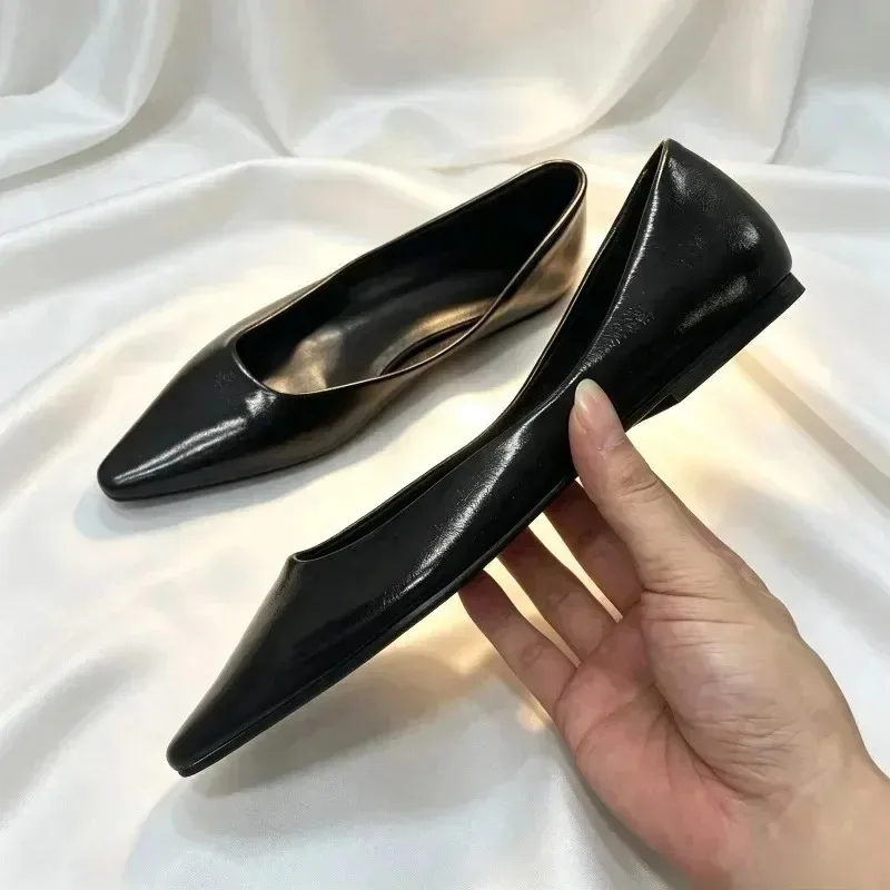 

Comfortable Soft Leather Pu Flats Women Elegant Pointed Toe Brand Designer Shoes for Ladies Light Non-slip Loafers Concise Shoes