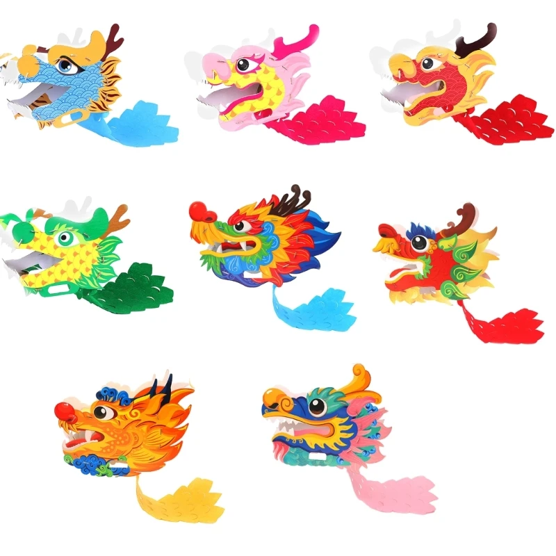 

DIY Paper Dragon Head Mask, Paper Dragon Head Mask Kits Chines New Year Supplies M6CD