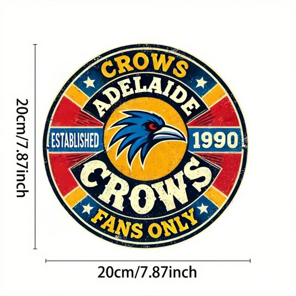 علامة معدنية عتيقة من Adelaide Crows مقاس 20 × 20 سم - ديكور مقهى منزلي ريفي، هدية عيد الميلاد والهالوين للعام الجديد #2