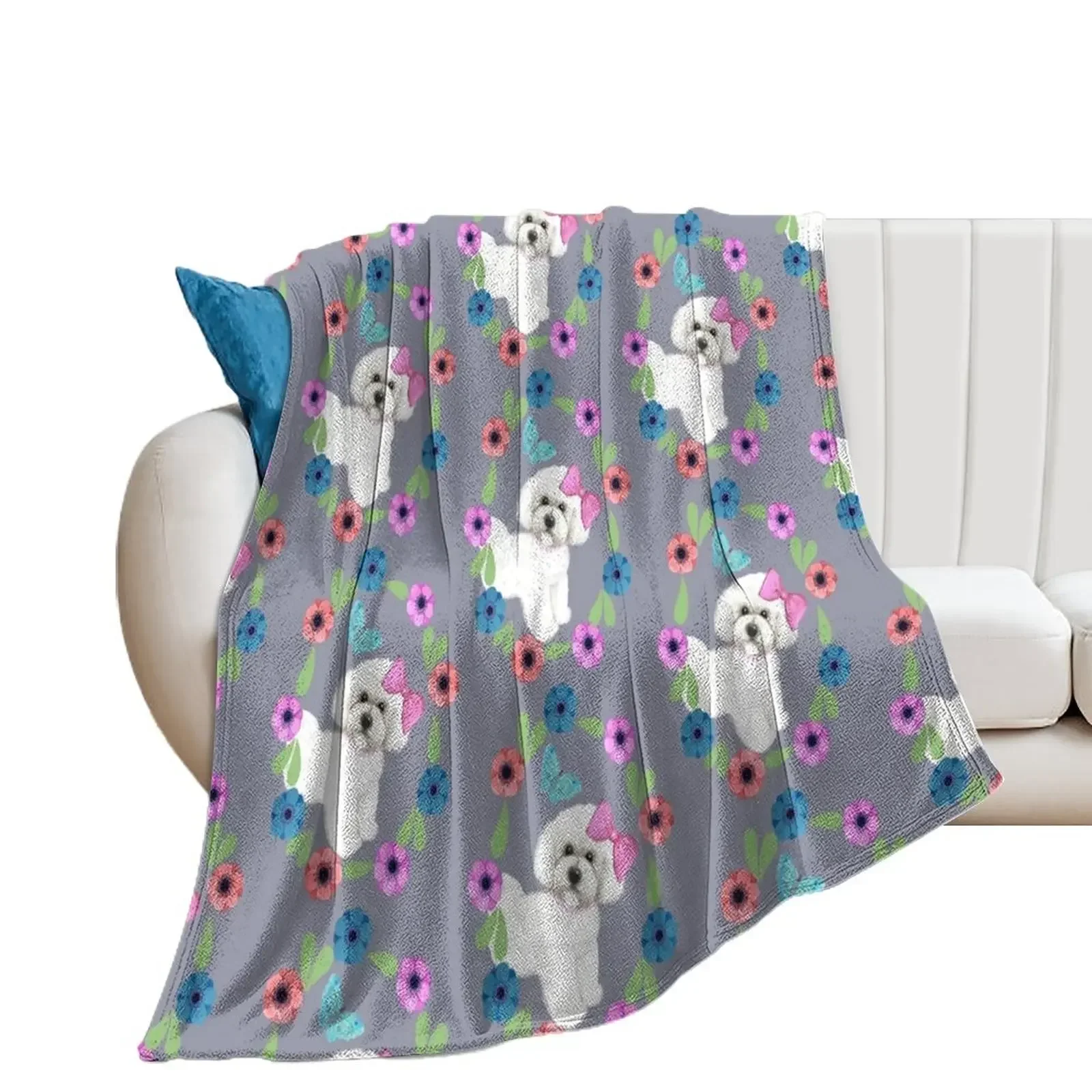 

Bichon Frise and Butterflies Throw Blanket Flannels Sofa Blankets