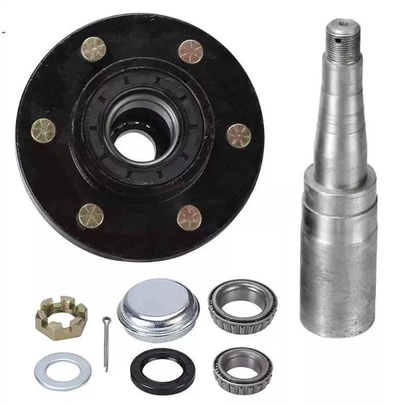 2.7 Ton 6 Holes 139.7 Trailer Axle Head Short Half Axle Wheel Hub Assembly High Quality Replacement Parts for RV Caravan Trailer