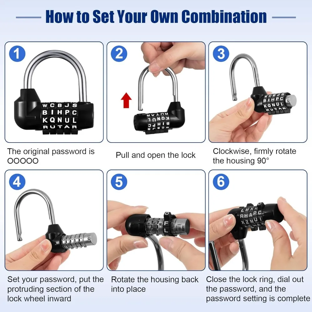 4/5 Digit Security Multifunctional Combination Padlock News for Gym Locker Drawer Luggage Cabinet Toolbox Door