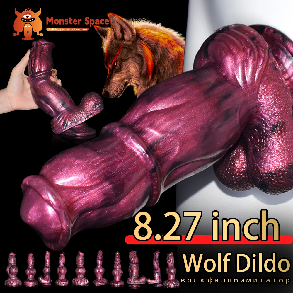 Consolador de lobo de 8,27 pulgadas con 4 nudos de perro, pene de perro realista para estimulación anal y del punto G, para mujeres, Hombres gay,