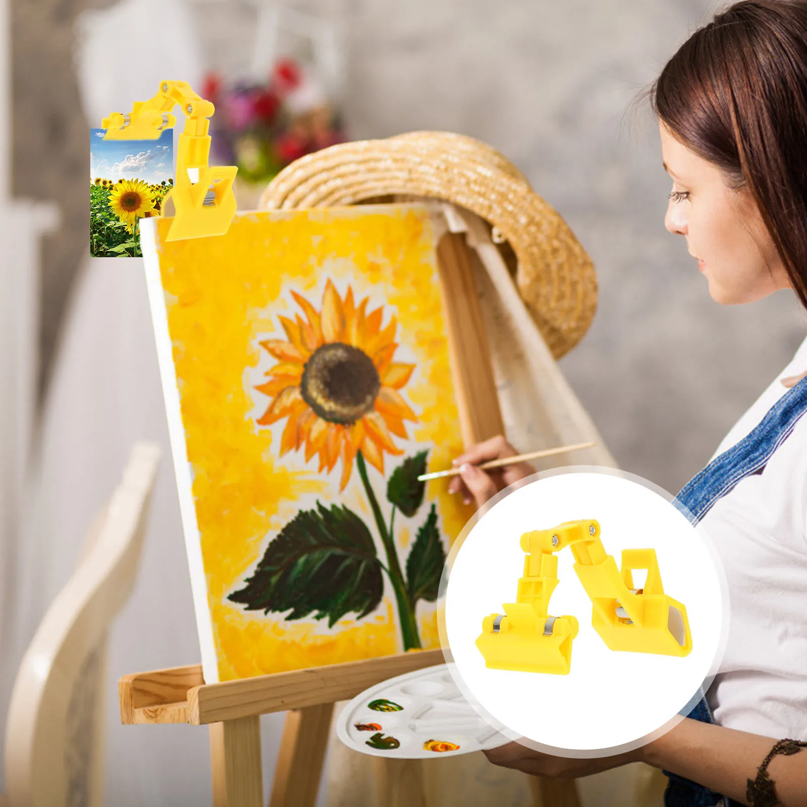 5 قطعة مشبك صورة قابل للدوران برأس مزدوج، مشابك رسم للوازم الفنية، حامل لوحة حامل اللوحة #4