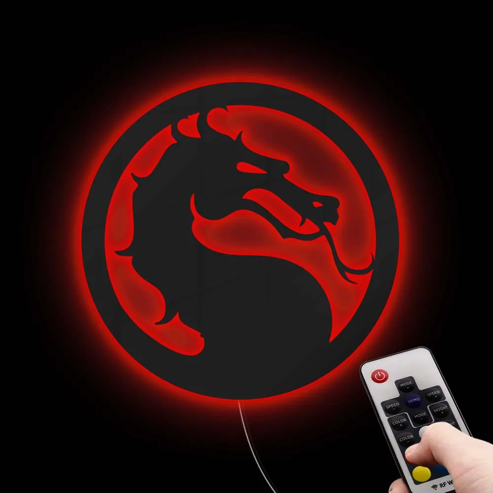 Evil Dragon LED Neon Lighting Sign For Game Room Fighting Combat Game Video Decorative Wall Mirror Glow In The Dark Gamers Gift