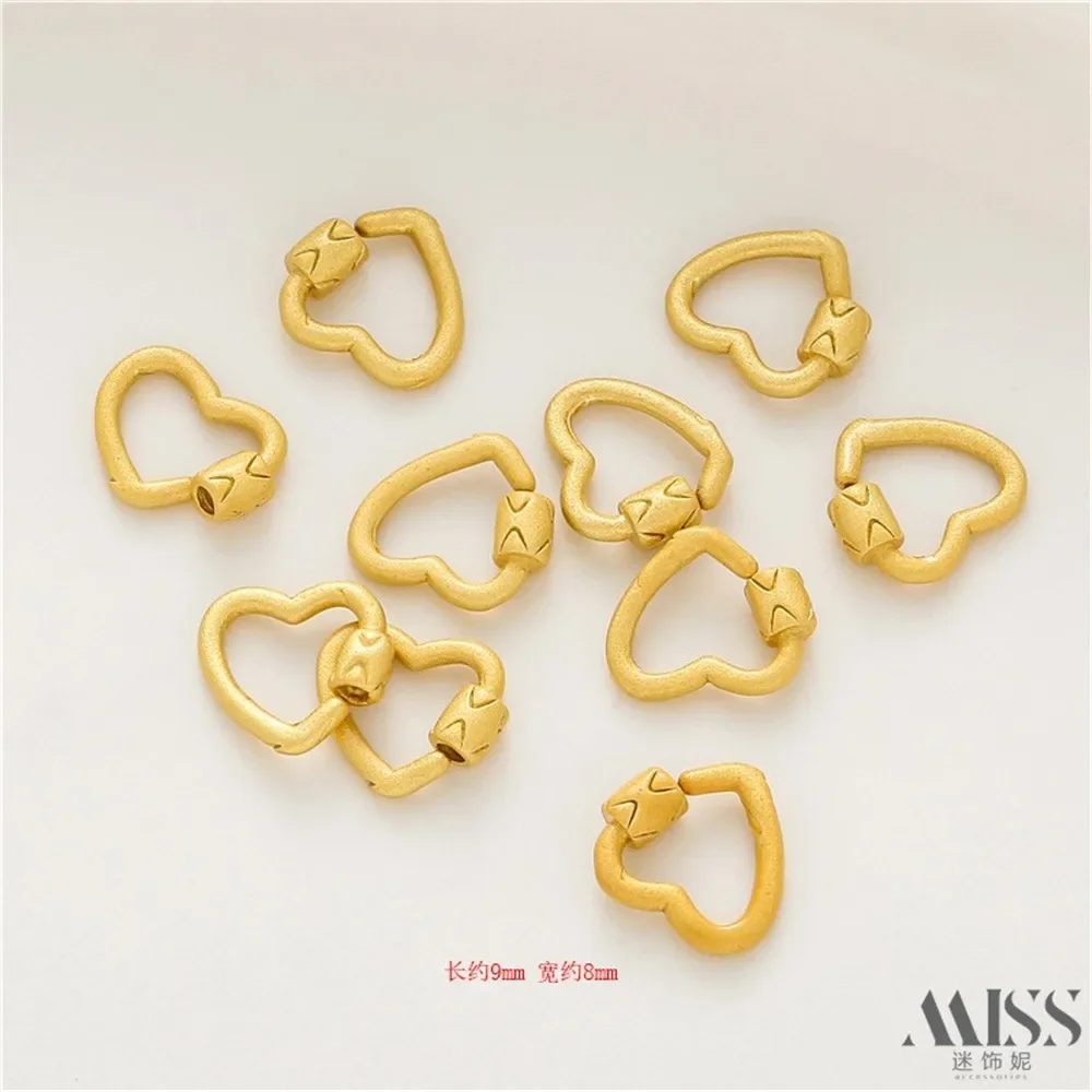 Oro sabbia Oro opaco Colore 18k Fibbia a forma di cuore Fibbia di collegamento Accessori fai da te Fibbia di coda Bracciale collana fatto a mano