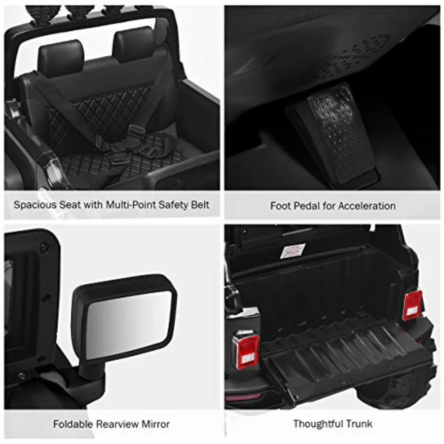 Ride on Car 12V Battery Powered Electric Vehicle w/Parent Remote Control Spring Suspension Storage 3 Speeds LED Light MP3 Music