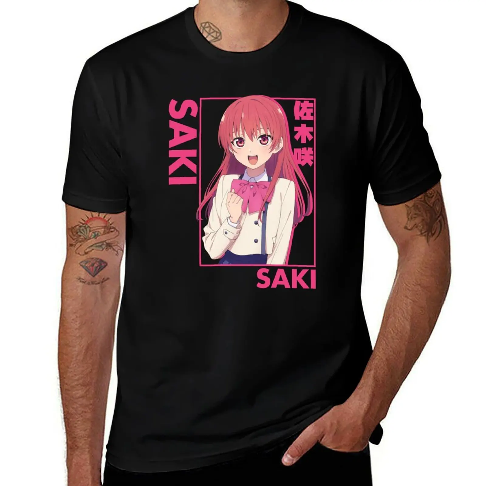 Saki Saki - Kanojo mo Kanojo - Portrait T-Shirt vintage clothes oversized t shirt Men's clothing