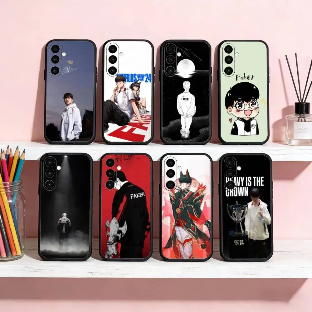 حافظة هاتف S-SKT T1 F-Faker لهاتف سامسونج جالاكسي A13,21s,22,31,32,52,53,71,72,73,غطاء أسود ناعم