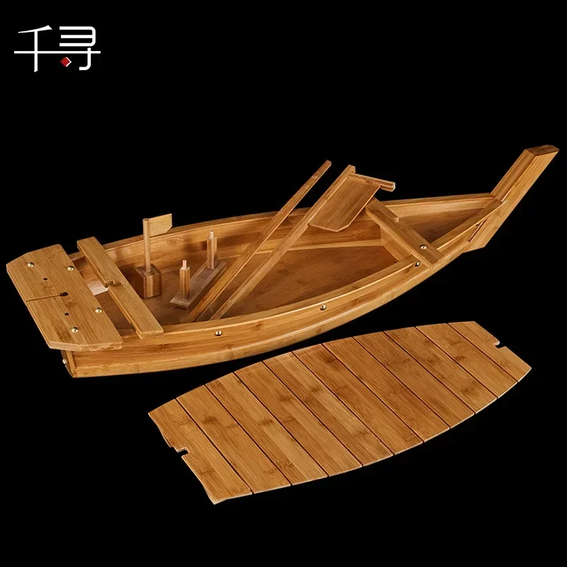 New luxury sashimi boat dry ice boat sashimi platter sushi tableware Japanese cuisine wooden sushi boat bamboo sushi tool sushi