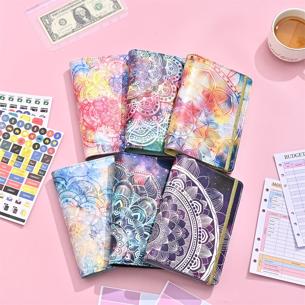 A6 Mandala Pattern Binder Budget Loose-leaf Notebook Daily Planner Money Cash Budget Financial Planner Hand Book Office Supplies