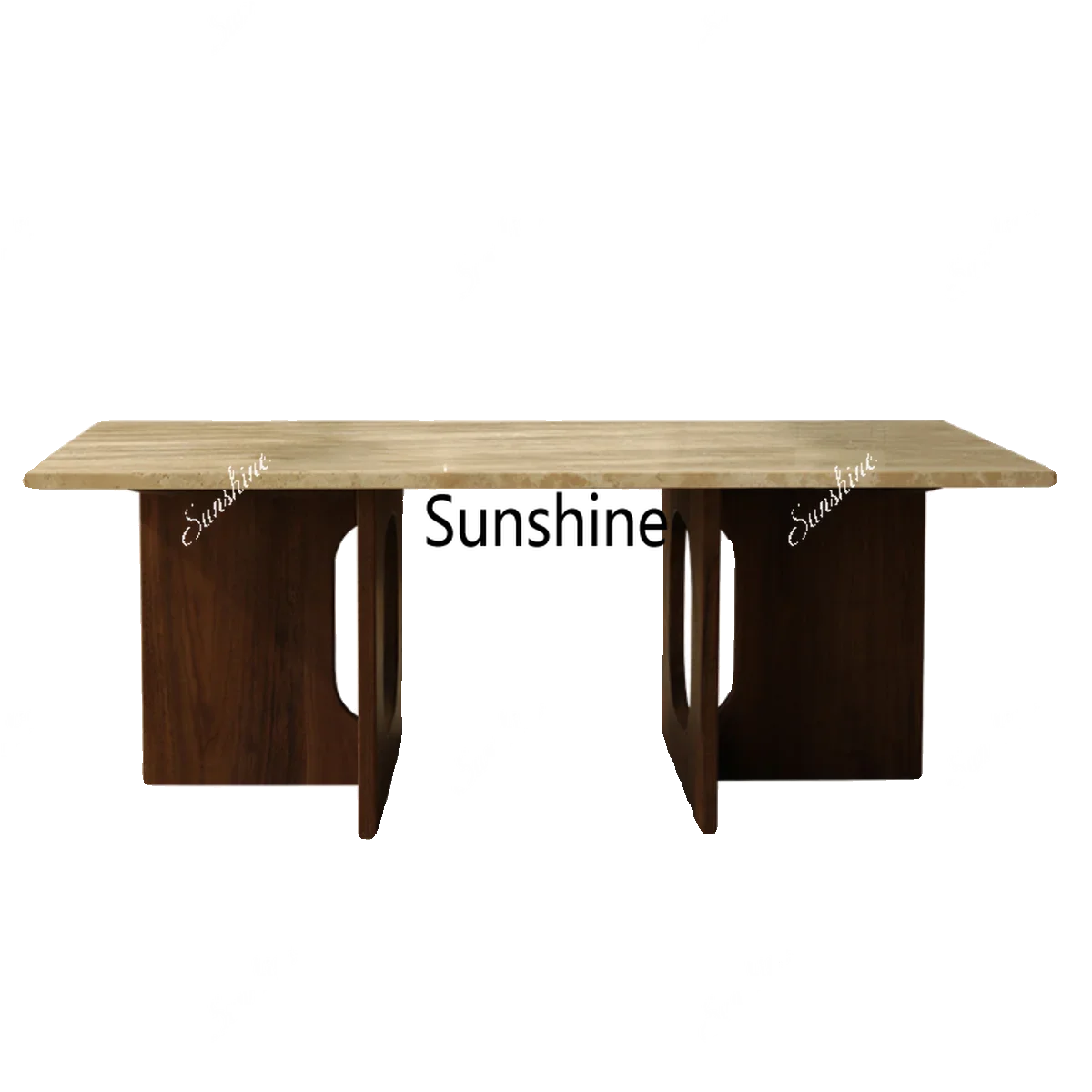 Wabi Sansi Dongshi coffee table Solid wood small tea table Medium and ancient marble table  FT
