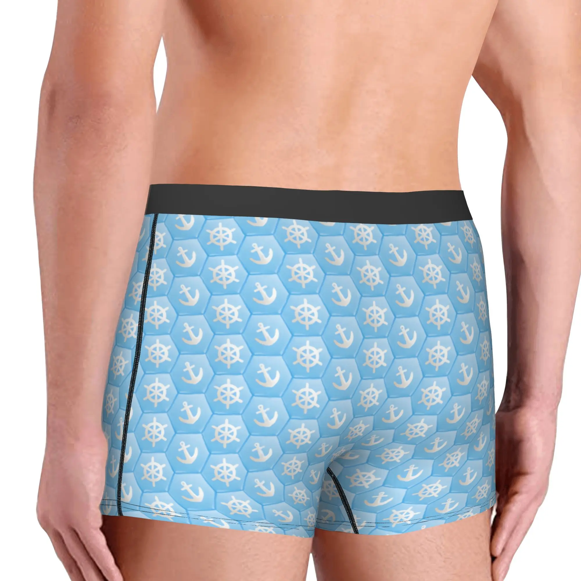 Nautical Hexagonal Anchors And Ship Wheels Boxer Shorts For Men 3D Printed  Underwear Panties Briefs Breathable Underpants