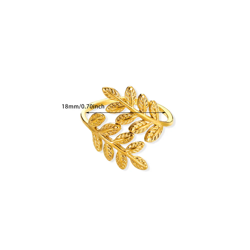 Leaves Rings for Women Opening Stainless Steel Ring 2024 Trend New in Female Band Classic Statement Elegant Jewelry Accessories