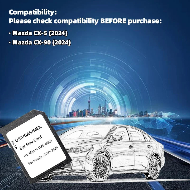 Update Kaarten Sat Navi Systeem USA CAN MEX Kaarten Accessoires 2023 Versie Navigatie voor Mazda CX-5 CX-90 Auto GPS SD-kaart