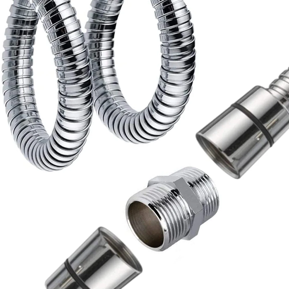 Mangueira de chuveiro Estender Connector, Chrome, aço inoxidável, macho para adaptador macho, extra longo, G1, 2, BSP