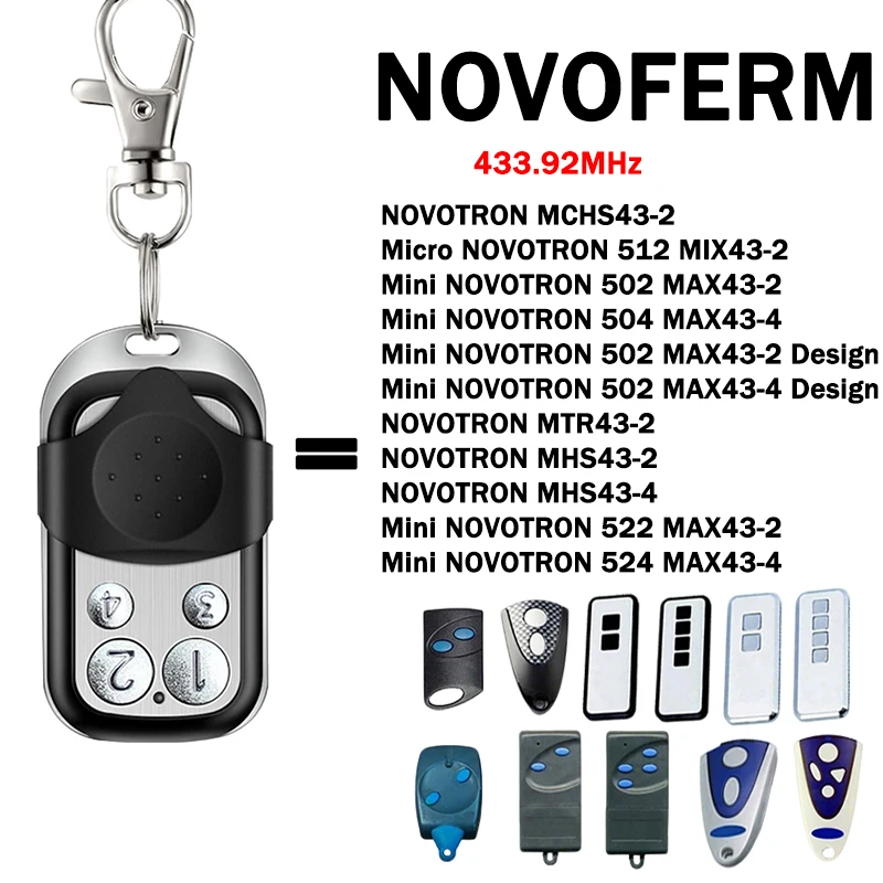 For NOVOFERM Remote Control 433.92MHz Micro NOVOTRON 512 MIX43-2 MTR43-2 MHS43-2 MHS43-4 MCHS43-2 Garage Door Remote Opener