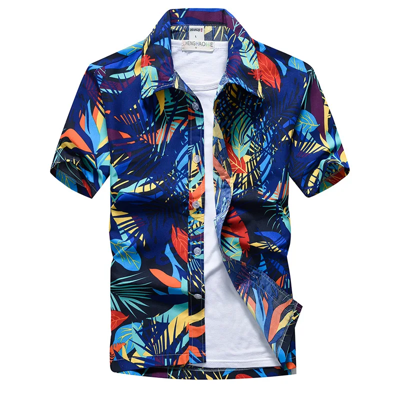 Men Hawaiian Casual Shirts for Man Printed Short Sleeve Blouses Tops Size XS-5XL New Arrival Men Loose Beach Floral Shirt  MY081