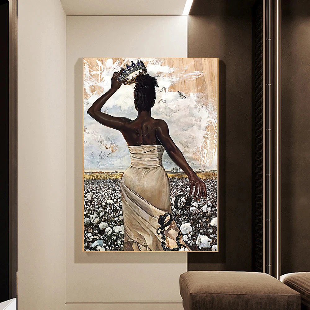 African Queen Crown  Freedom Women Poster Canvas Painting and Prints Nordic Wall Art Pictures Living Room Decor Cuadros