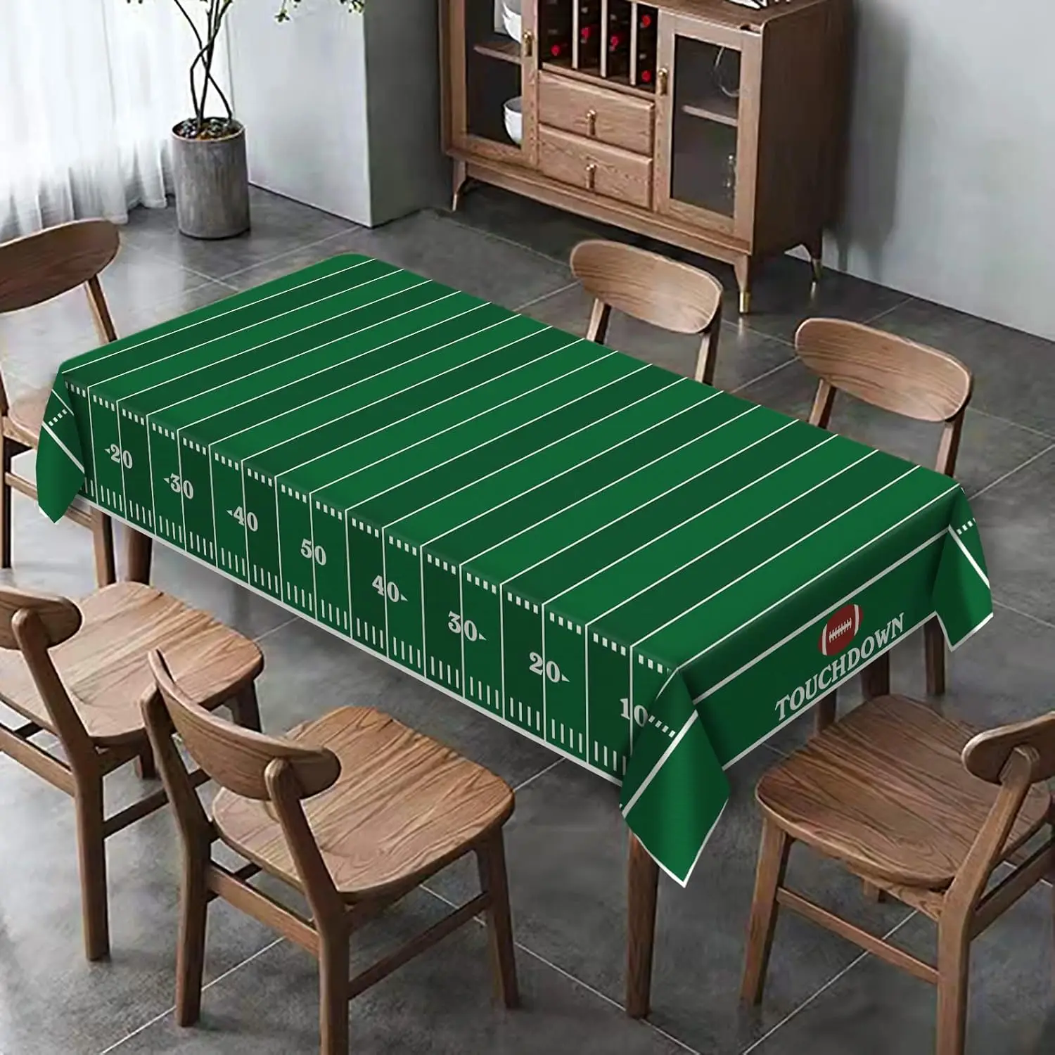 American Football Field Tablecloth for Table Decor Washable Touchdown Game Day Sport Themed Dining Table Cloth Party Decorations