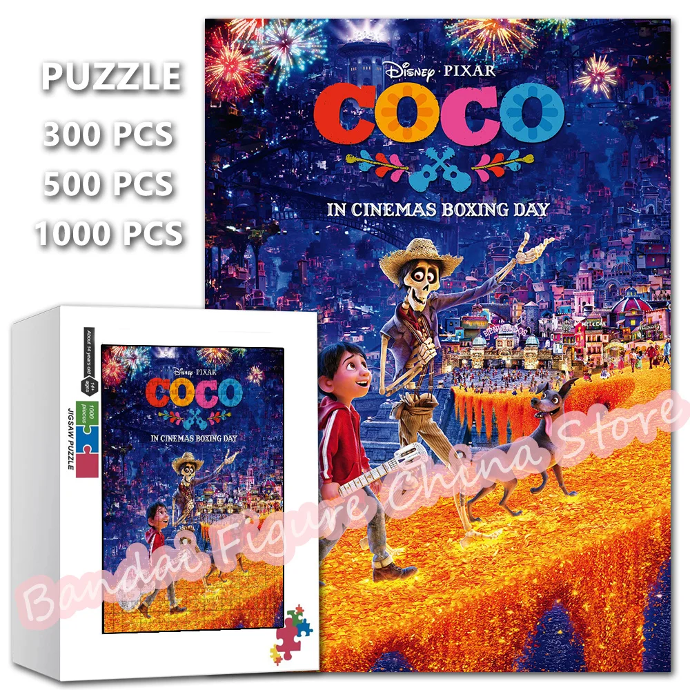 Coco Disney Pixar Movies Jigsaw Puzzles 300/500/1000 Pieces Diy Creative Cartoon Decompress Educational Puzzles for Kids Gifts