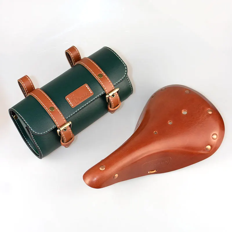 

England Retro handlebar bag for bicycle Waterproof leather Tool storage package scooter scooter tail bag Bicycle accessories