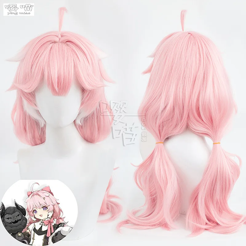 

Game Wuthering Waves Encore Cosplay Wig 60CM Pink White Heat Resistant Synthetic Hair Anime Encore Cosplay Wigs Halloween Party