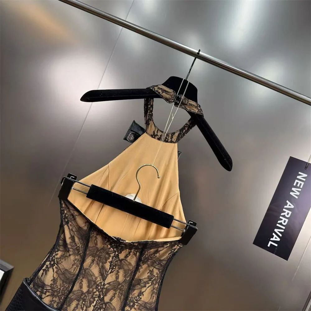 Abito estivo da donna con scollo all'americana 2025 con corsetto con fiocco, gonna aderente da donna sexy, nuovo reggiseno per abito da festa di alta qualità Y2K