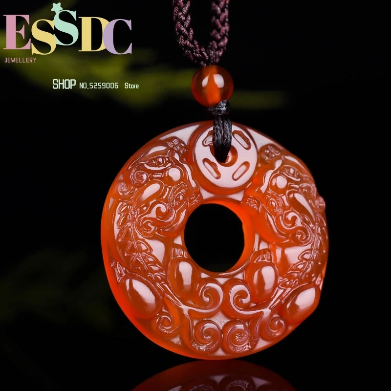 

Natural 4 Color Jade Pendant Hand Carved Jadeite Charm Necklace for Men Women Fashion Jewelry with Chain