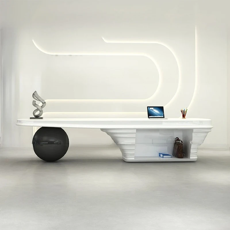 Special-shaped Paint Front Reception Desk Company Beauty Salon Reception Desk White Cashier Counter Simple Modern Bar Furniture