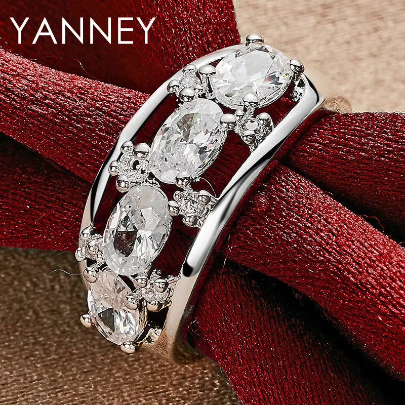 Charm 925 sterling silver 7/8/9/10 exquisite hollow zircon ring women's party accessories gift jewelry