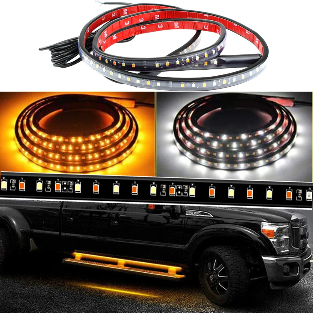 2x Car Headlights, Side Pedals, Flowing Light, 60 Inch Pickup Truck, Side Mounted Steering, Yellow Light, Flowing Running Lights