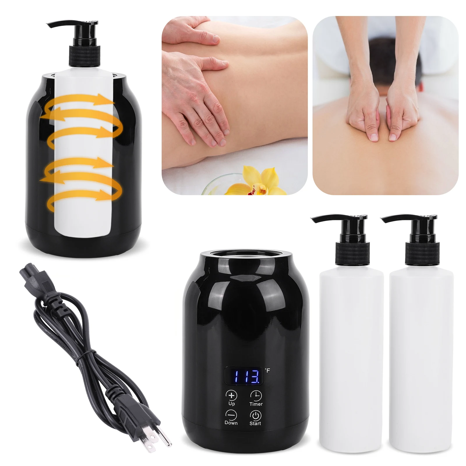 

Massage Oil Warmer Massage Oil Heater LED Display Lotion Warmer Fast Heat Lotion Warmer 2 Heat Modes With Timer for Lotion Cream