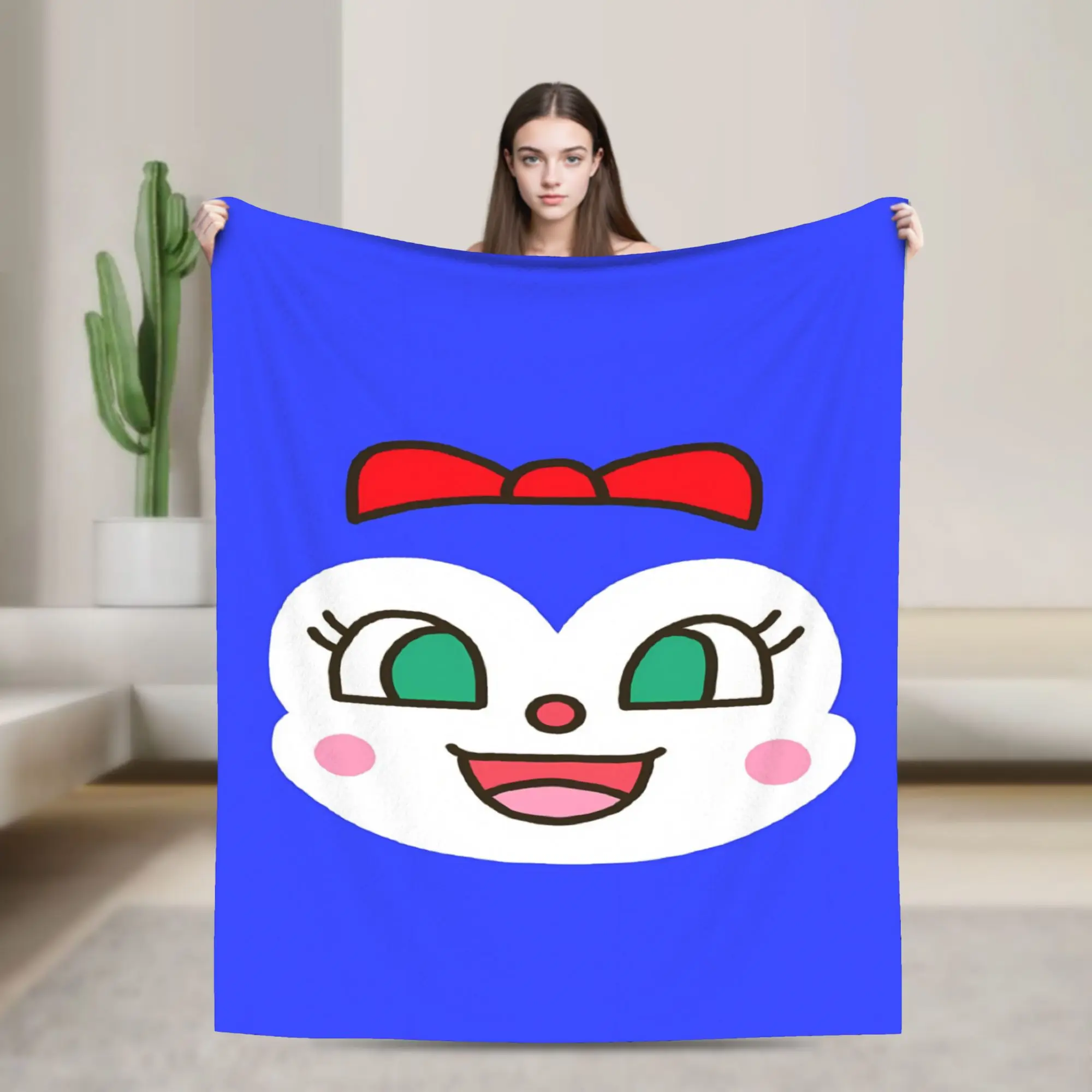 Anime Anpanman Super Soft Blanket  Travel Plush Throw Blanket Funny Bedroom Flannel Bedspread Sofa Bed Cover