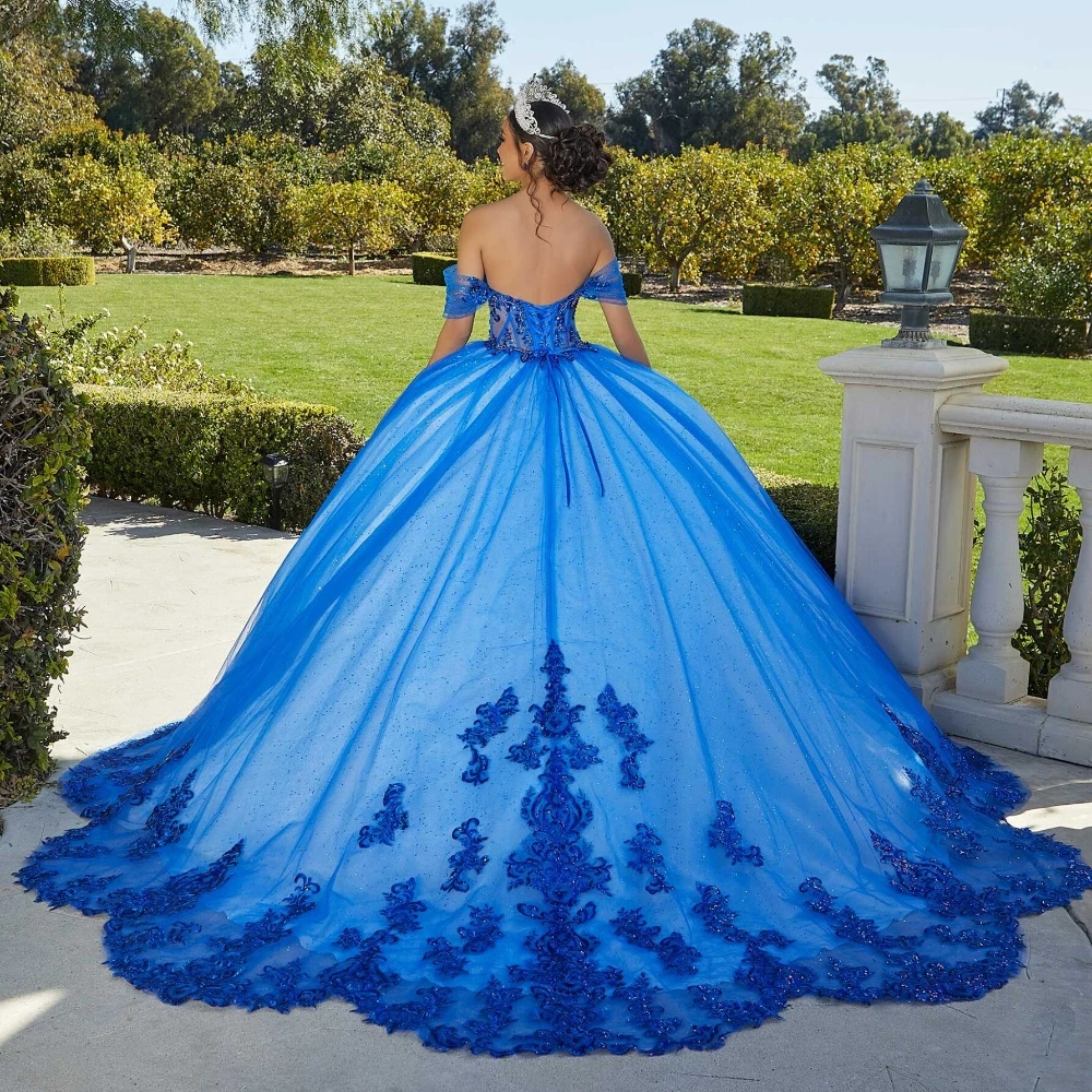 EVLAST-vestido de quinceañera con hombros descubiertos, ropa de quinceañera con apliques florales de encaje con cuentas, dulce vestido de cumpleaños de 16 Años, TQD096, 2024