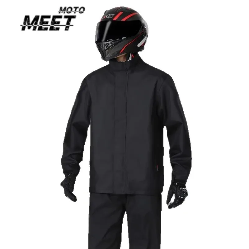 New Black Motorcycle Rain Suit Men Women Rain Gear Waterproof Protective Rain Coat with Pants 2 Pieces Breathable Outdoor