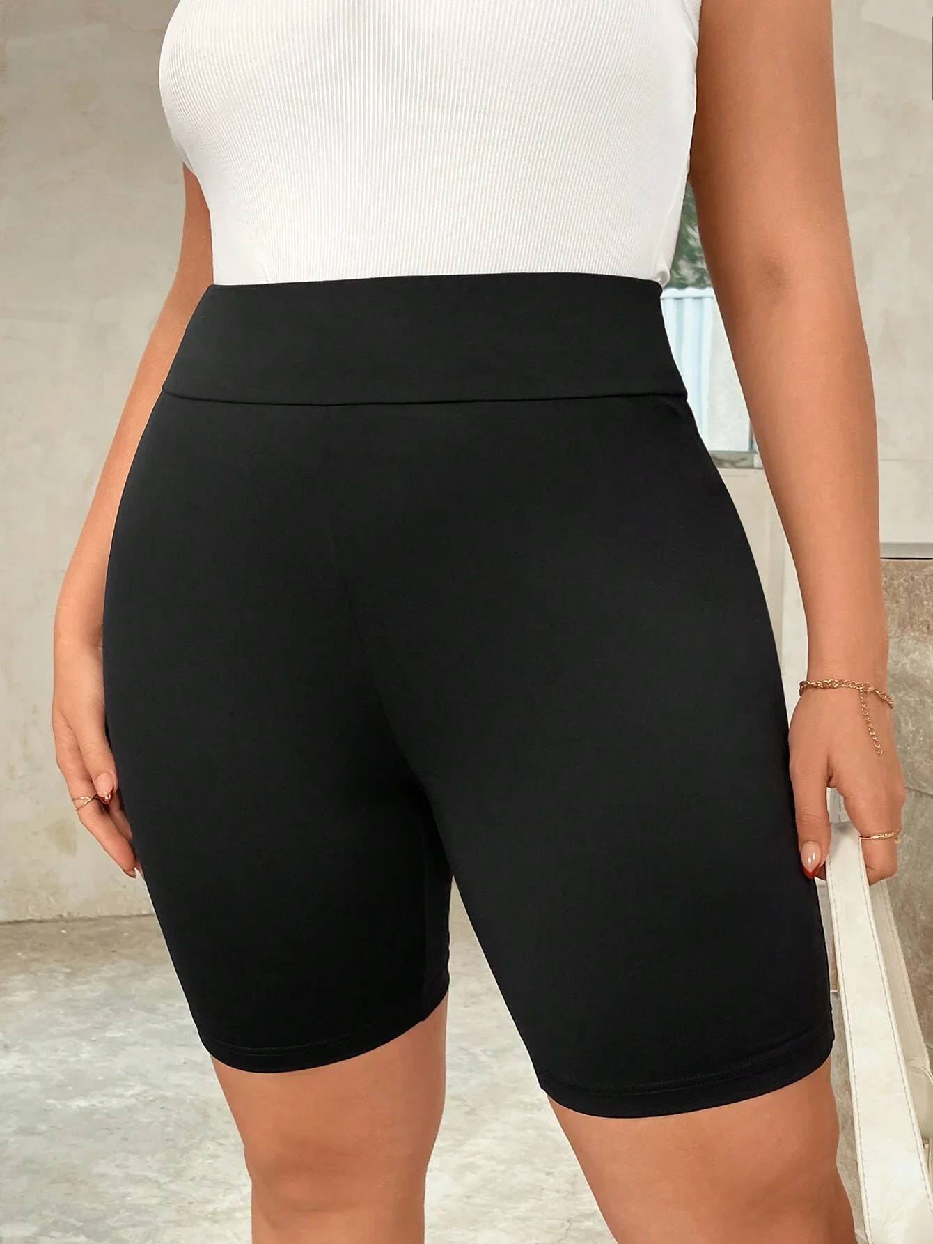 

Женские летние спортивные шорты больших размеров с эластичным поясом, черные, для велоспорта