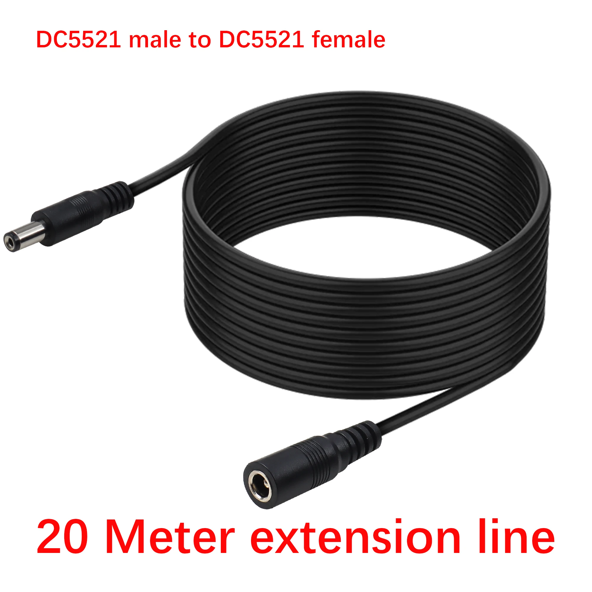 【LANO】Black 1/2/5/8/10/15/20 Meters DC 5.5mmx2.1mm Power Extension Cord Cables for Home CCTV Camera LED Strip IP Security Cams
