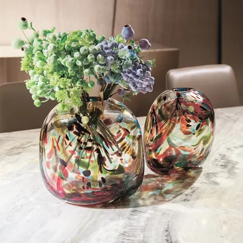 Multi-color handmade irregular round coffee table decorative rack art ornaments and living room desktop home decoration