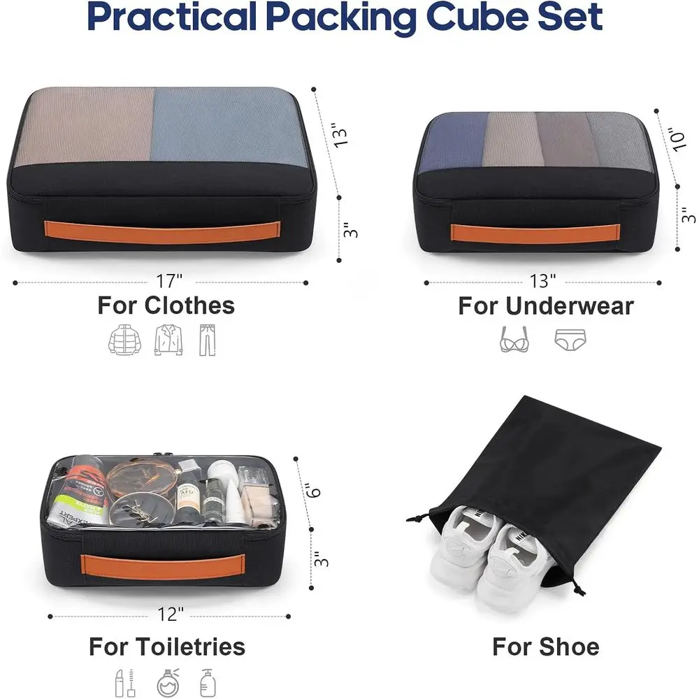 20 Expandable Softside Carry-On Luggage with TSA Lock and 4-Piece Packing Set