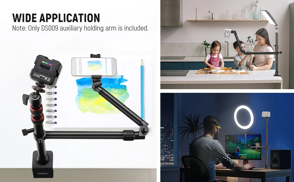 NEEWER Overhead-Kamerahalterungsarm mit Telefonclip 180 ° &360 ° 2-teiliger flexibler Haltearm für Schreibtischständer für Kamera-LED-Licht – Detail 5
