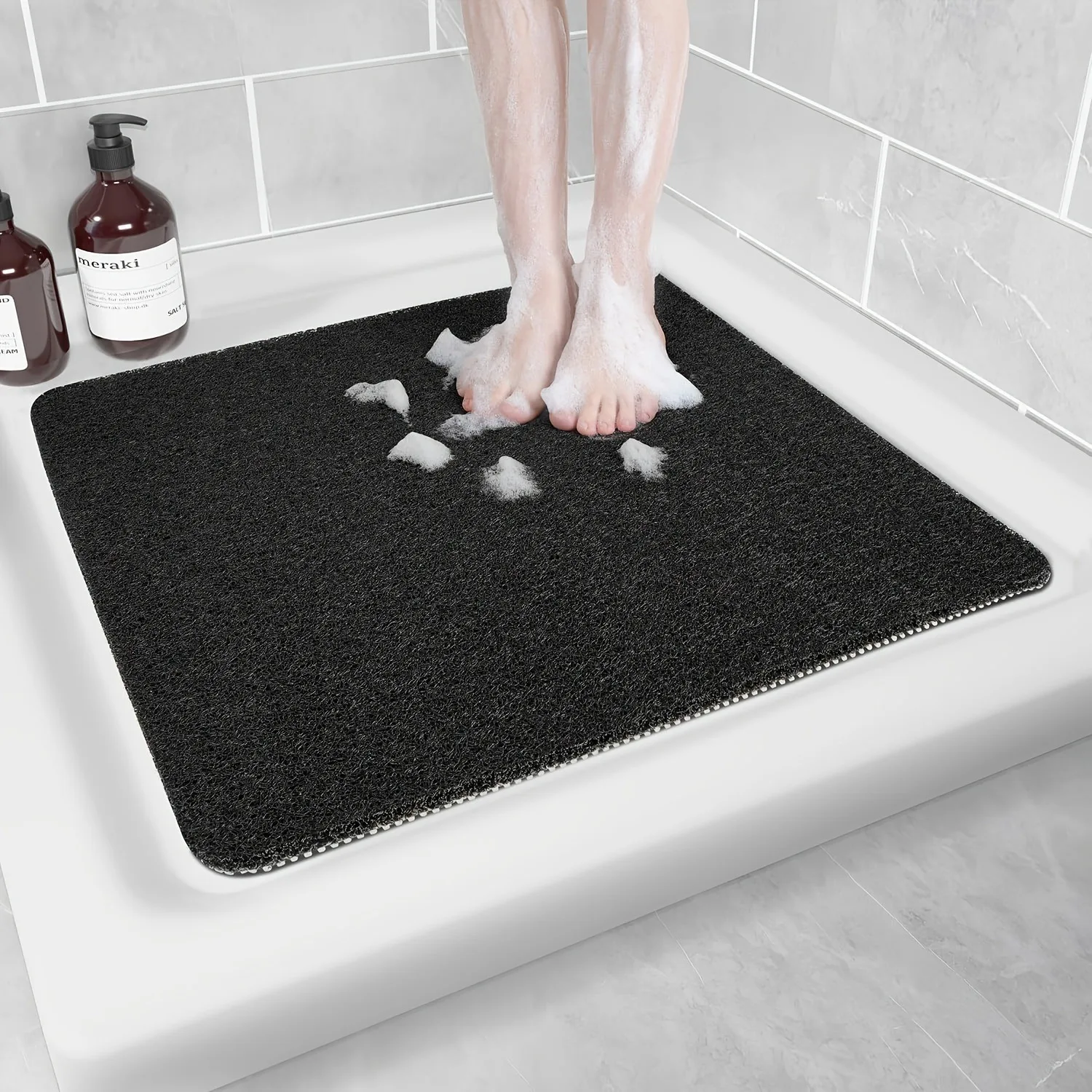 Image 3: Tapis de douche/baignoire antidérapant et confortable en PVC, 1 pièce, pour zones humides, accessoires de salle de bain