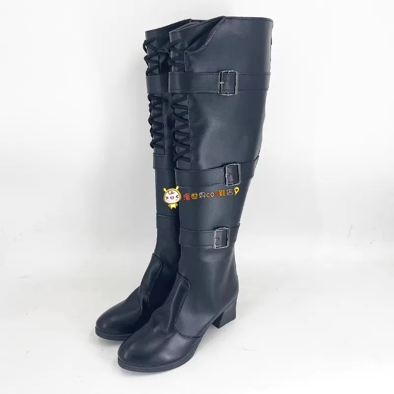 Love and Deepspace ザビエル ヒロイン コスプレ靴 コスチュームシューズ ブラック フェイクレザーシューズ