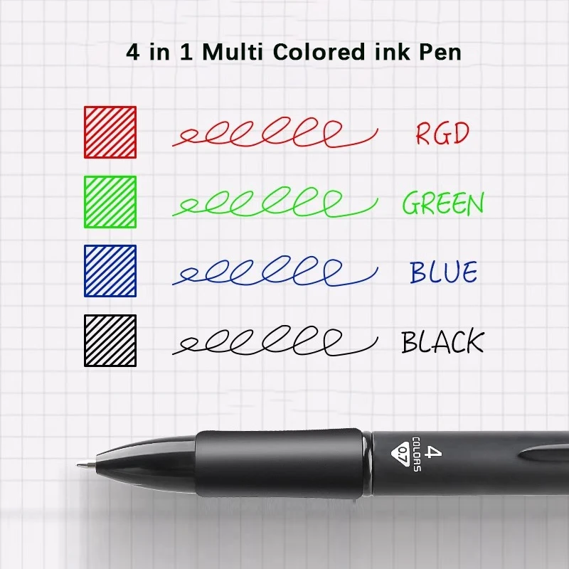 24pcs Creative 4 IN 1 Multifunction Retractable Ballpoint Pens, 4 Color 0.7mm Replaceable Pen Refiil for School Writing Supplies